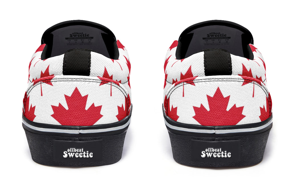 Maple Leaves White Slip Ons - Offbeat Sweetie