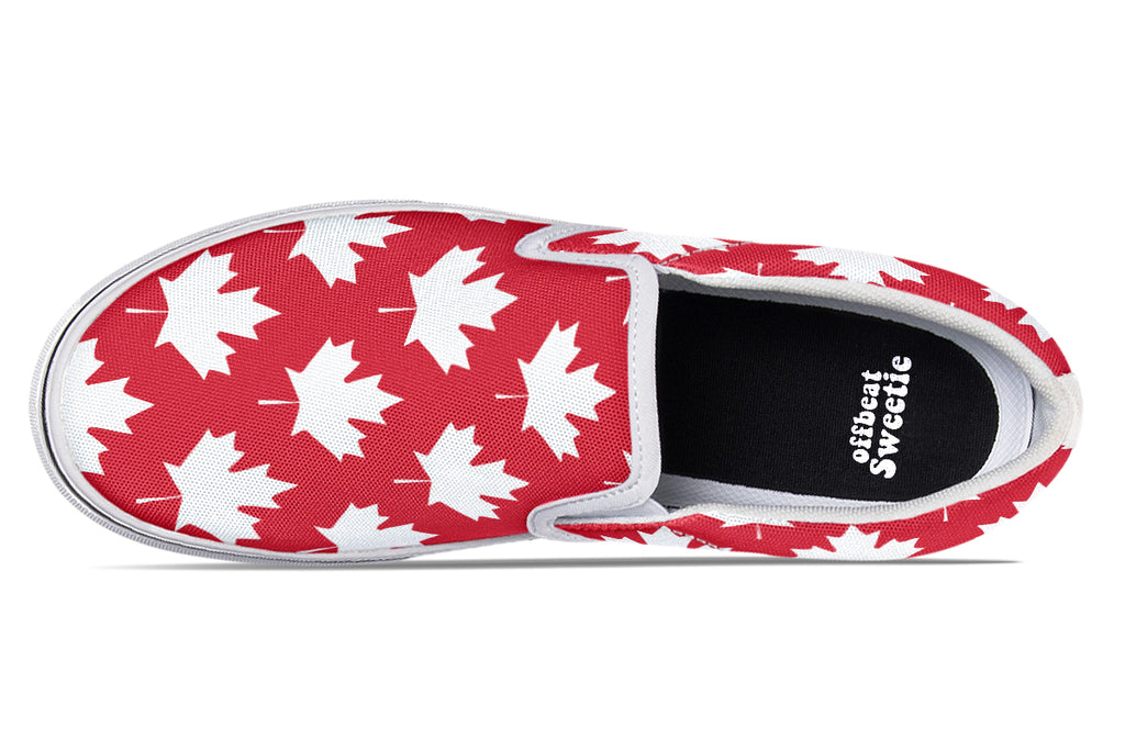 Maple Leaves Red Slip Ons - Offbeat Sweetie