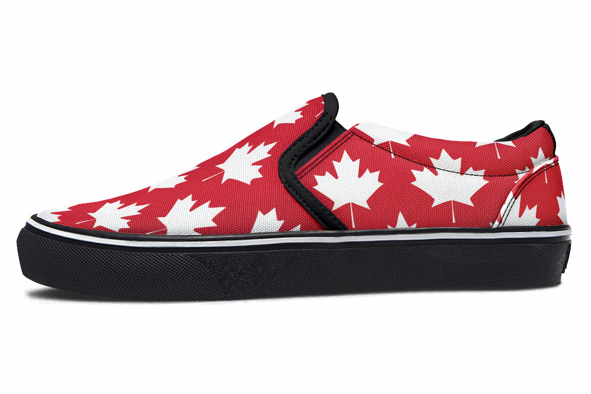 Maple Leaves Red Slip Ons - Offbeat Sweetie