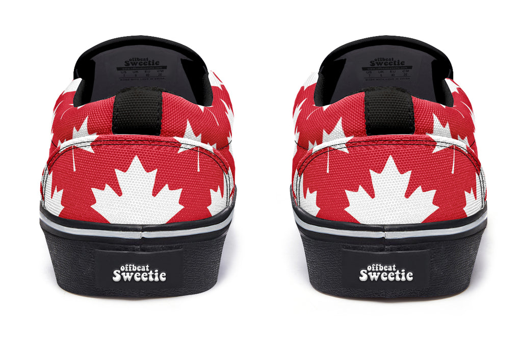 Maple Leaves Red Slip Ons - Offbeat Sweetie