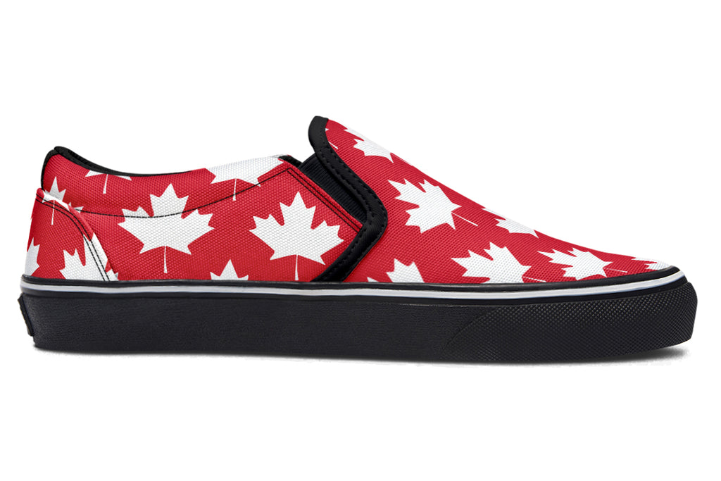 Maple Leaves Red Slip Ons - Offbeat Sweetie
