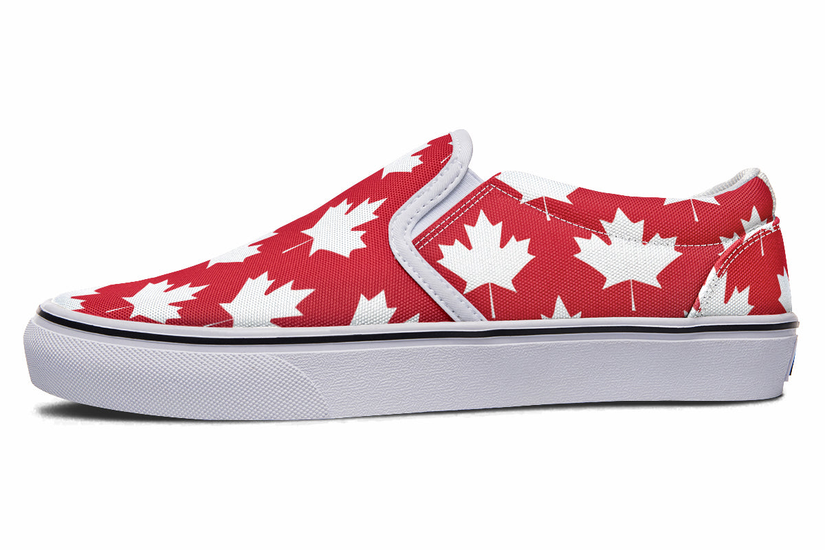 Maple Leaves Red Slip Ons - Offbeat Sweetie