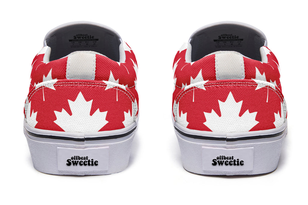 Maple Leaves Red Slip Ons - Offbeat Sweetie