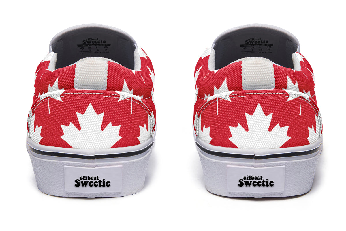 Maple Leaves Red Slip Ons - Offbeat Sweetie