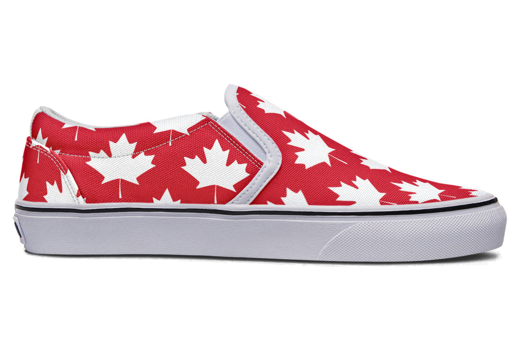 Maple Leaves Red Slip Ons - Offbeat Sweetie