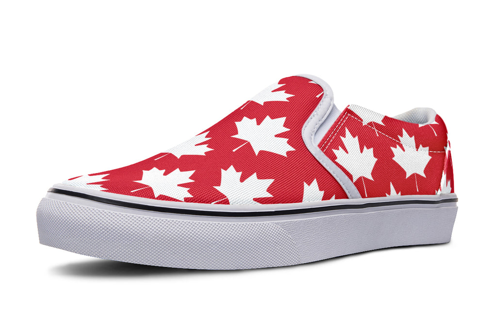 Maple Leaves Red Slip Ons - Offbeat Sweetie