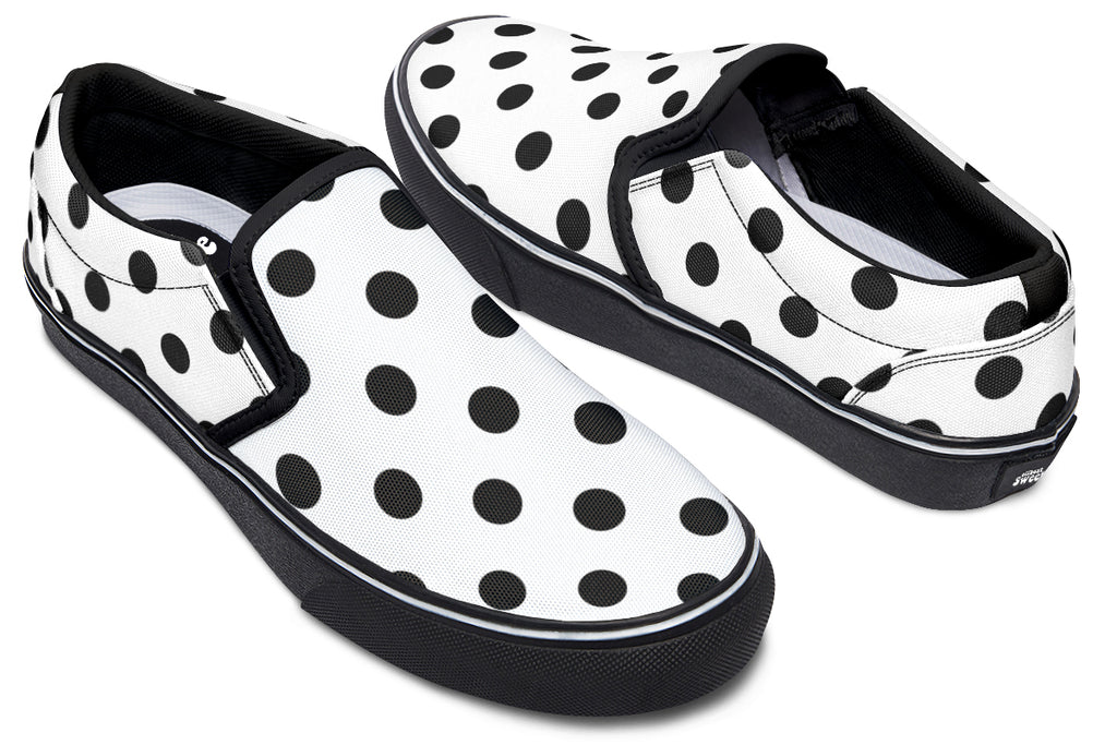 Marshmallow White Polka Dot Slip Ons