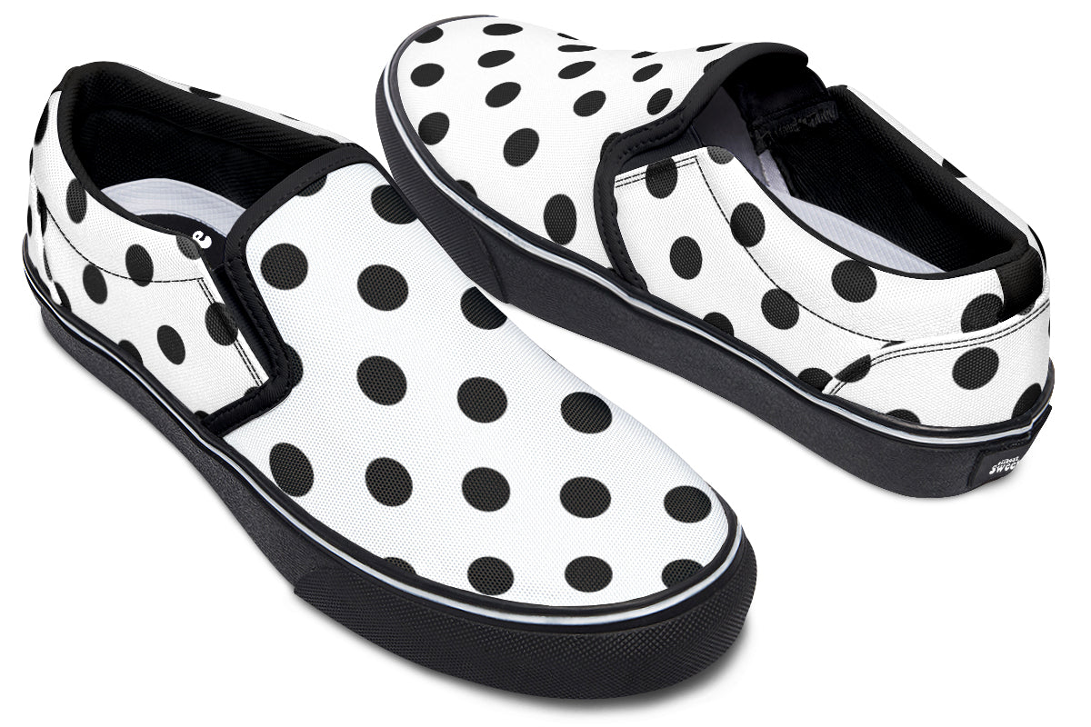 Marshmallow White Polka Dot Slip Ons