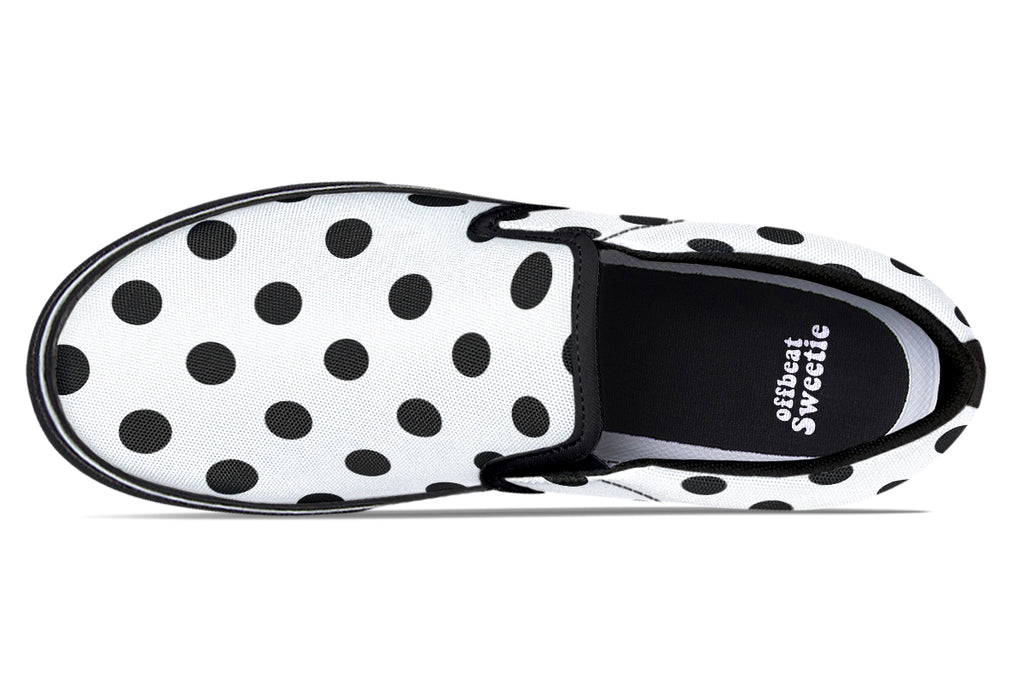 Marshmallow White Polka Dot Slip Ons