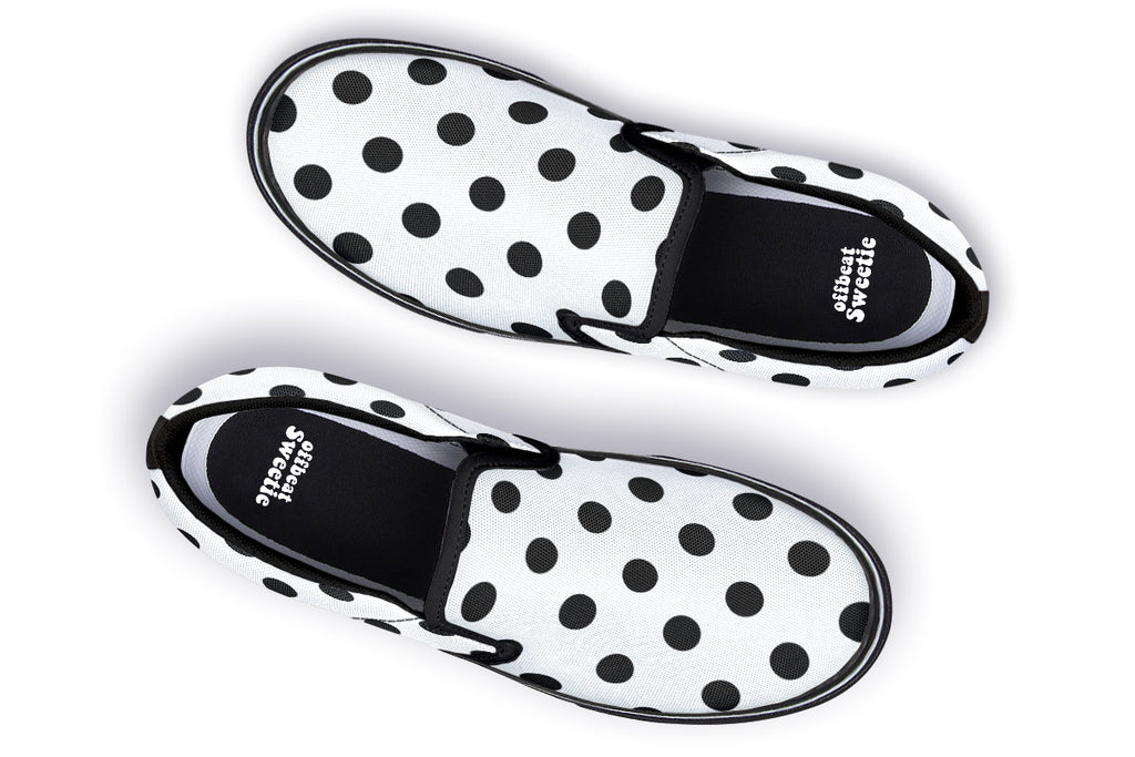 Marshmallow White Polka Dot Slip Ons