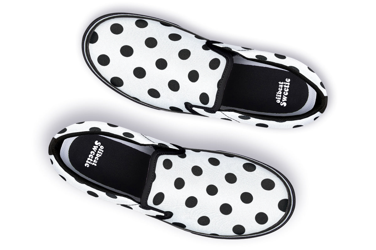Marshmallow White Polka Dot Slip Ons