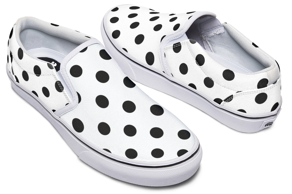 Marshmallow White Polka Dot Slip Ons