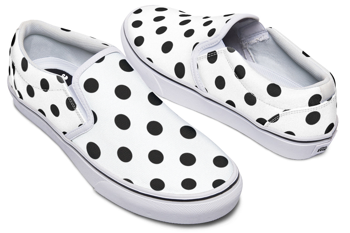 Marshmallow White Polka Dot Slip Ons