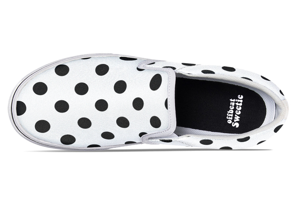 Marshmallow White Polka Dot Slip Ons