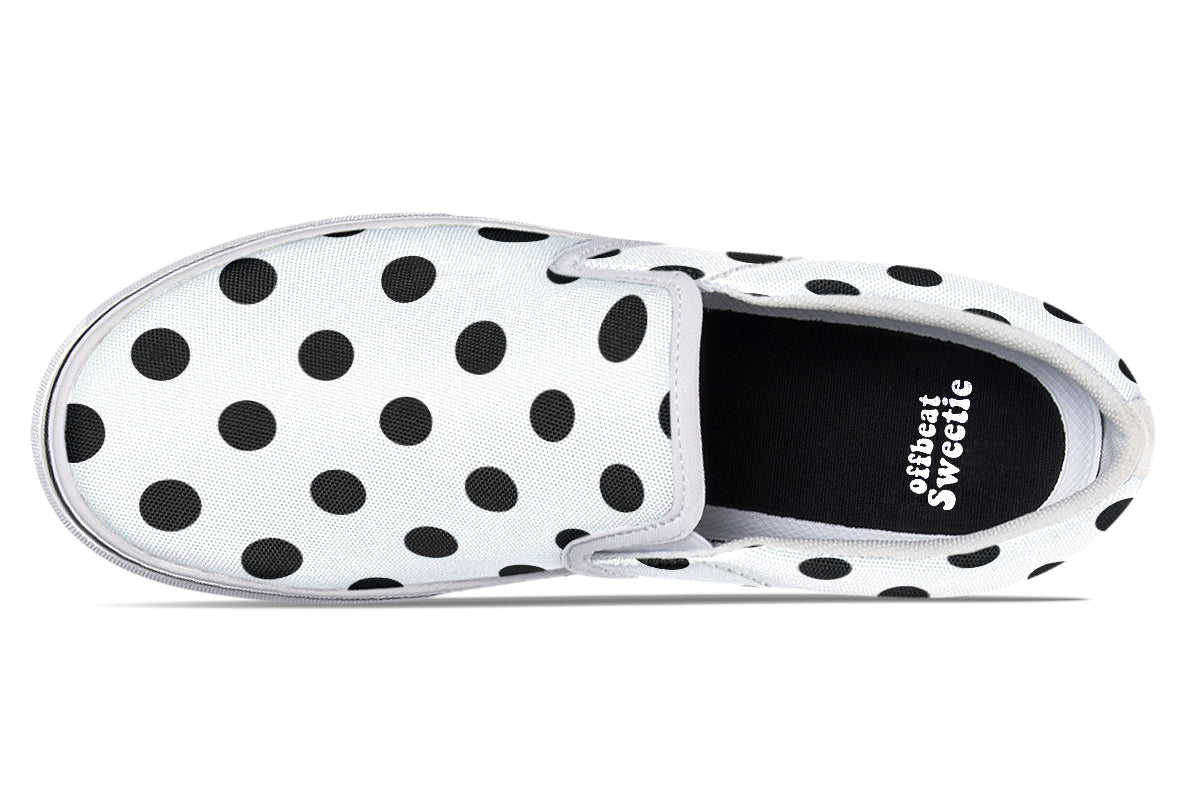 Marshmallow White Polka Dot Slip Ons