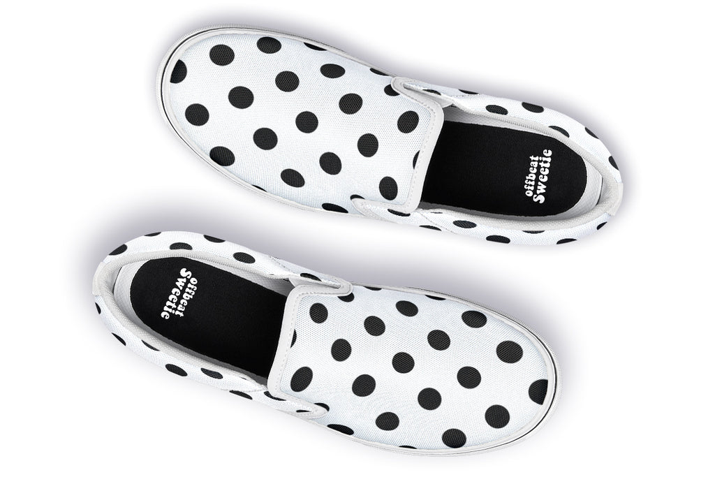 Marshmallow White Polka Dot Slip Ons