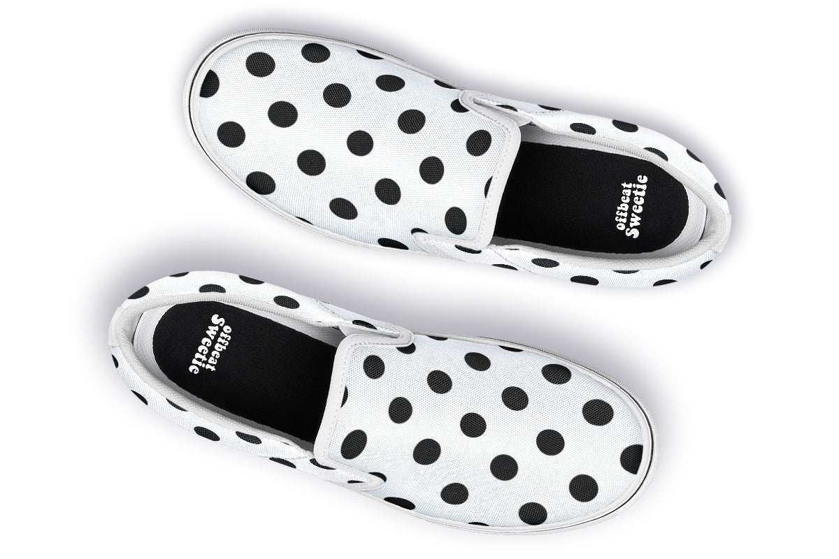 Marshmallow White Polka Dot Slip Ons
