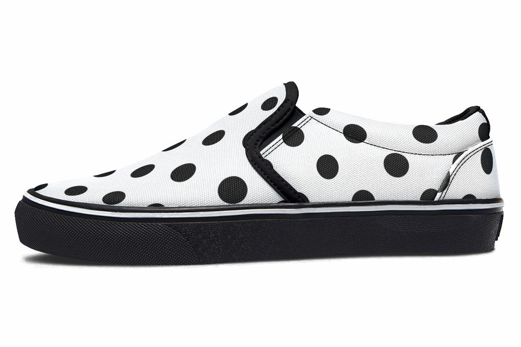 Marshmallow White Polka Dot Slip Ons