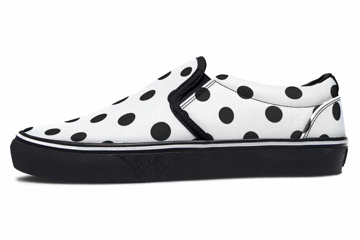 Marshmallow White Polka Dot Slip Ons