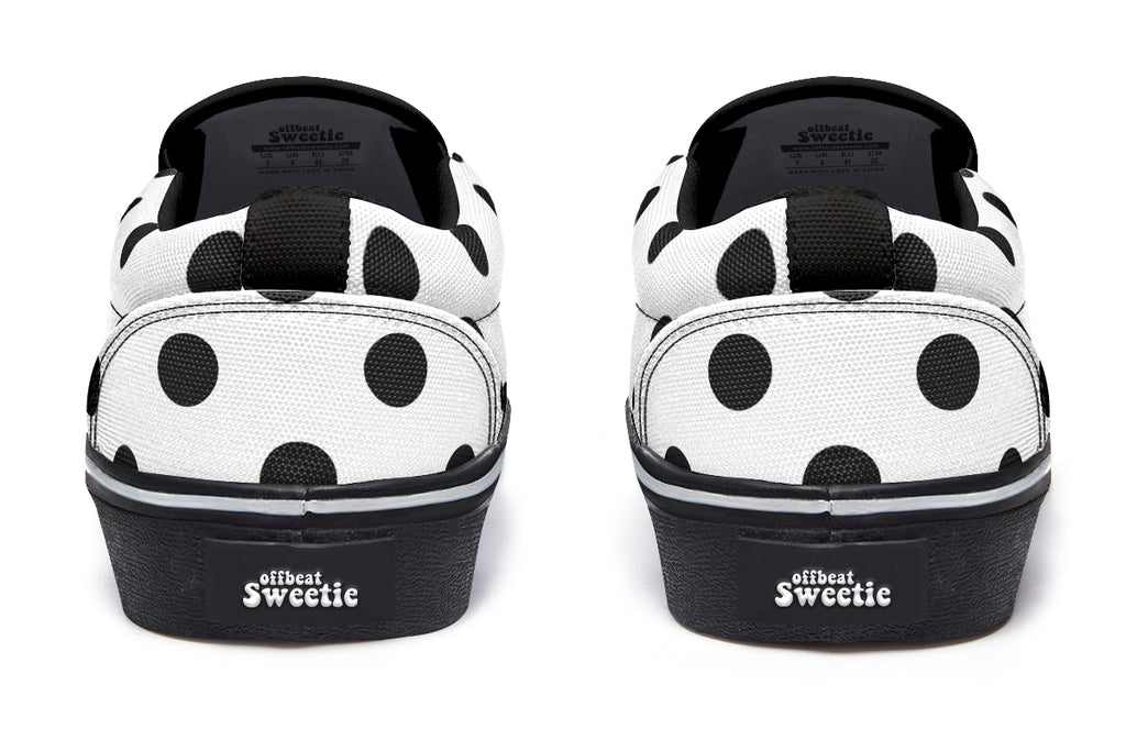 Marshmallow White Polka Dot Slip Ons