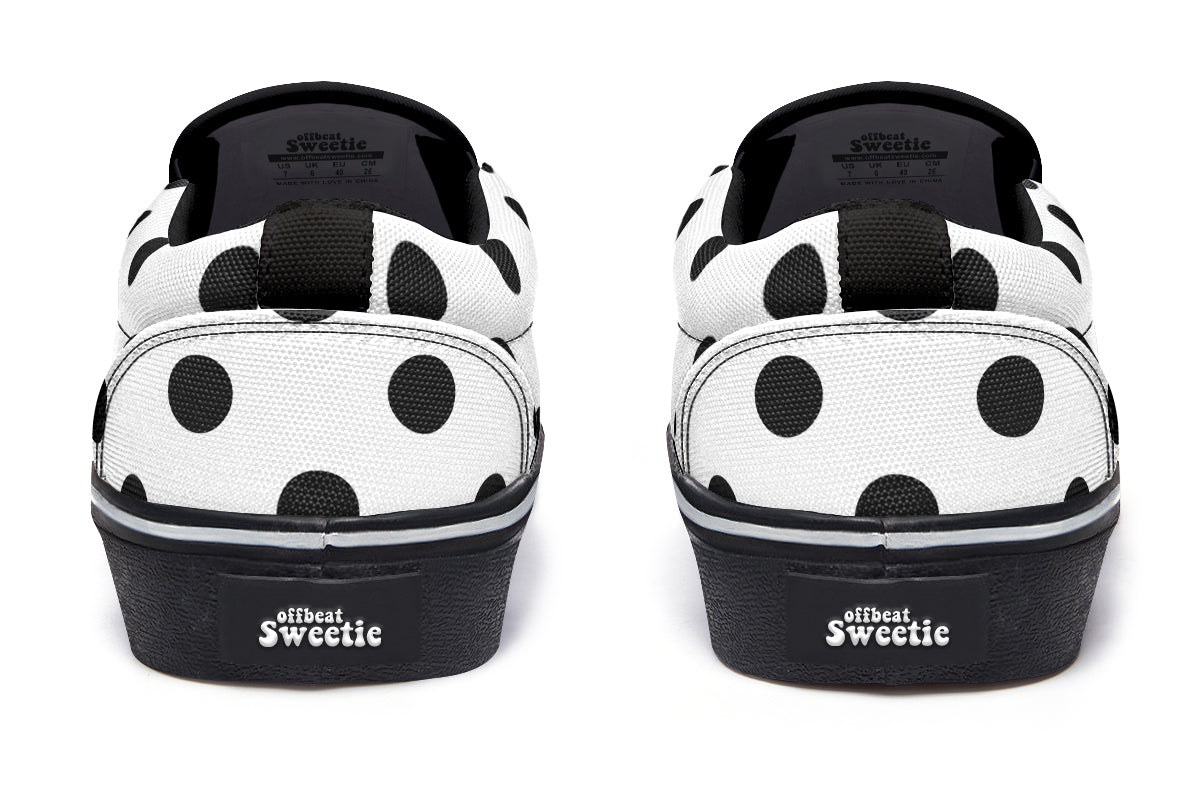 Marshmallow White Polka Dot Slip Ons