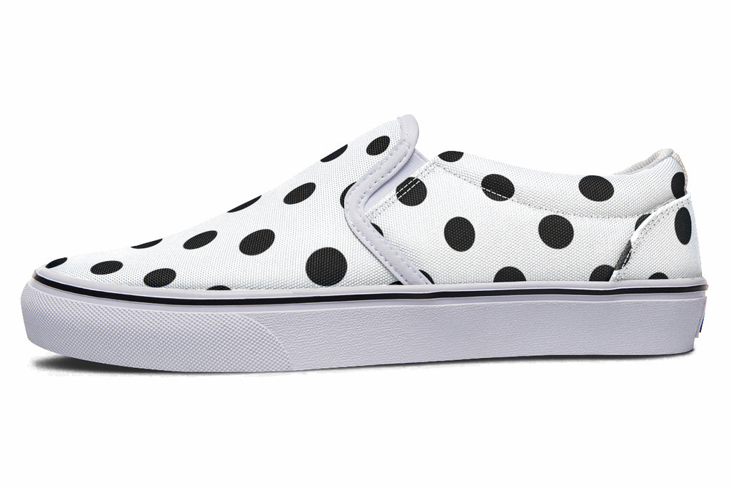 Marshmallow White Polka Dot Slip Ons