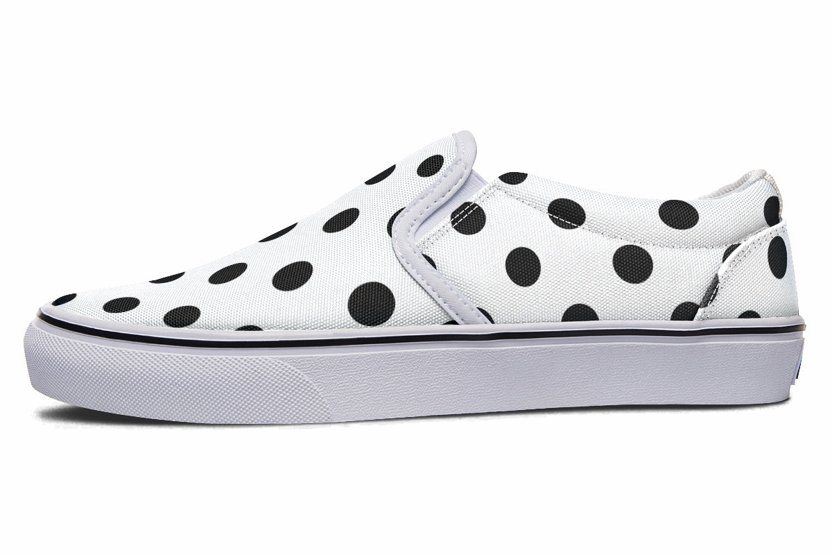 Marshmallow White Polka Dot Slip Ons