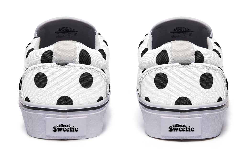 Marshmallow White Polka Dot Slip Ons
