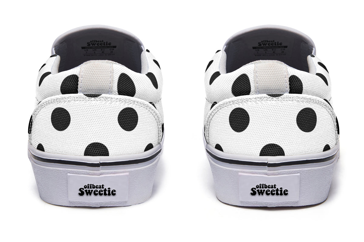 Marshmallow White Polka Dot Slip Ons