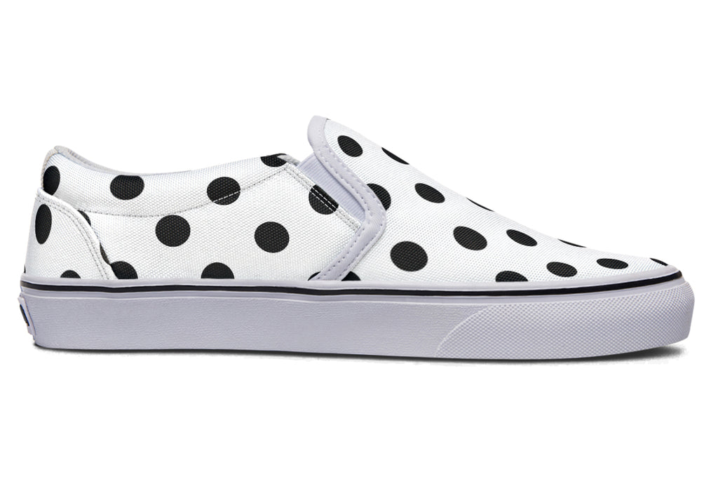 Marshmallow White Polka Dot Slip Ons