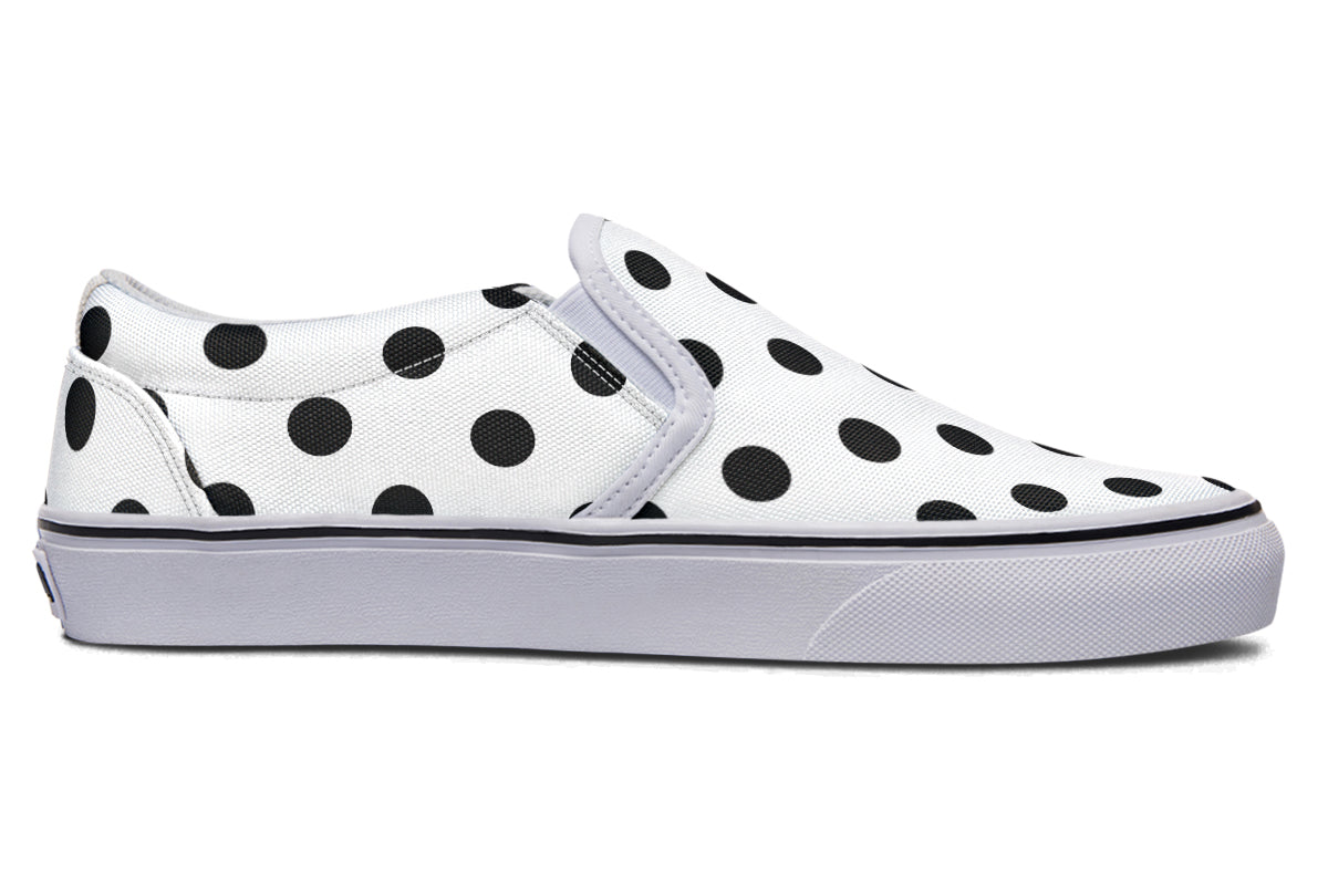 Marshmallow White Polka Dot Slip Ons