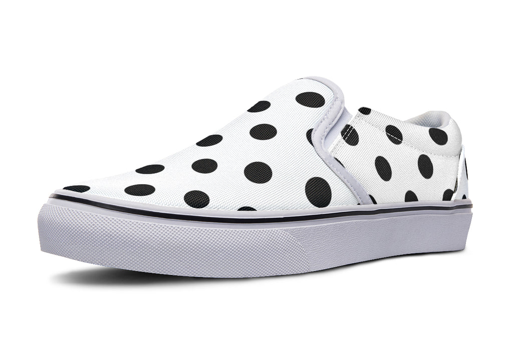 Marshmallow White Polka Dot Slip Ons