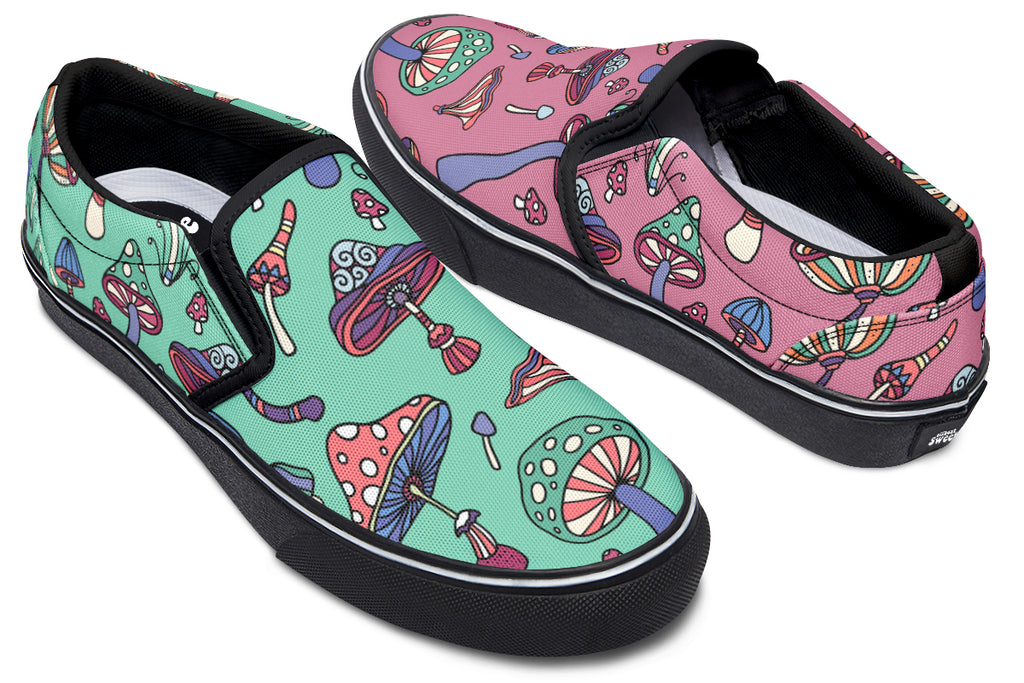 Mismatched Mushrooms Slip Ons - Offbeat Sweetie