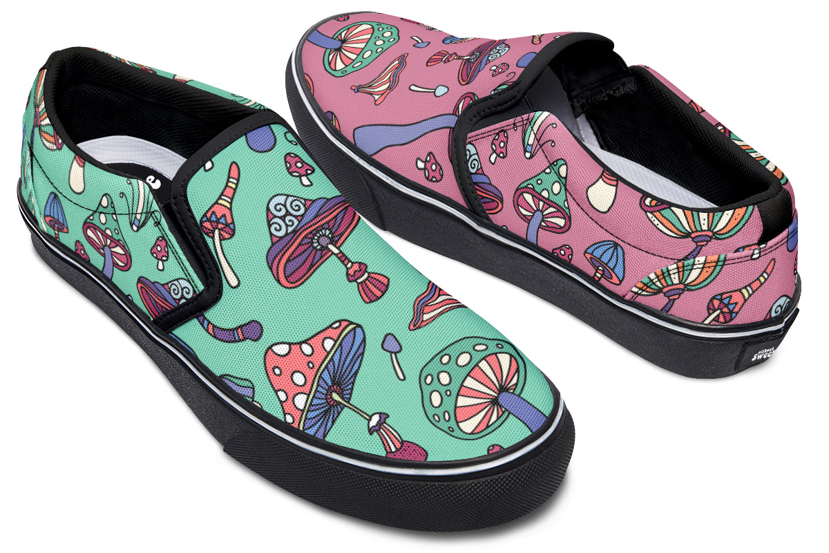 Mismatched Mushrooms Slip Ons - Offbeat Sweetie