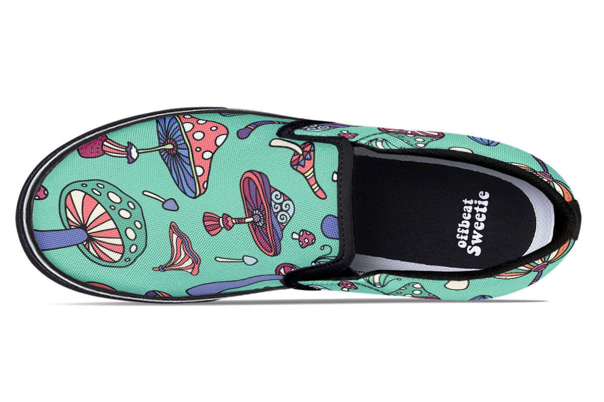 Mismatched Mushrooms Slip Ons - Offbeat Sweetie