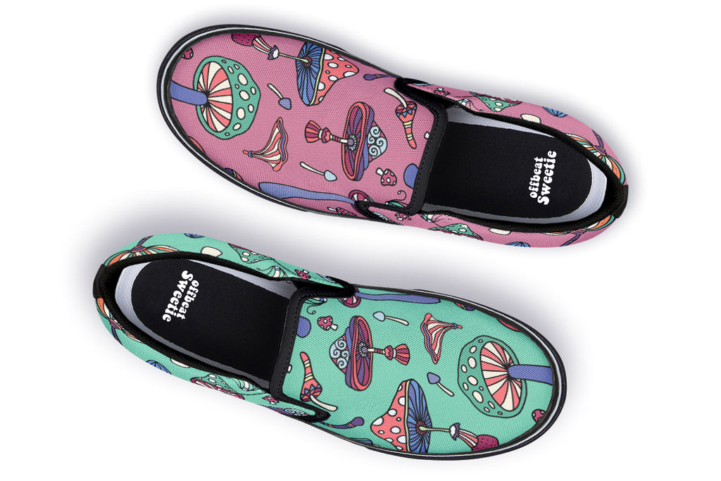 Mismatched Mushrooms Slip Ons - Offbeat Sweetie