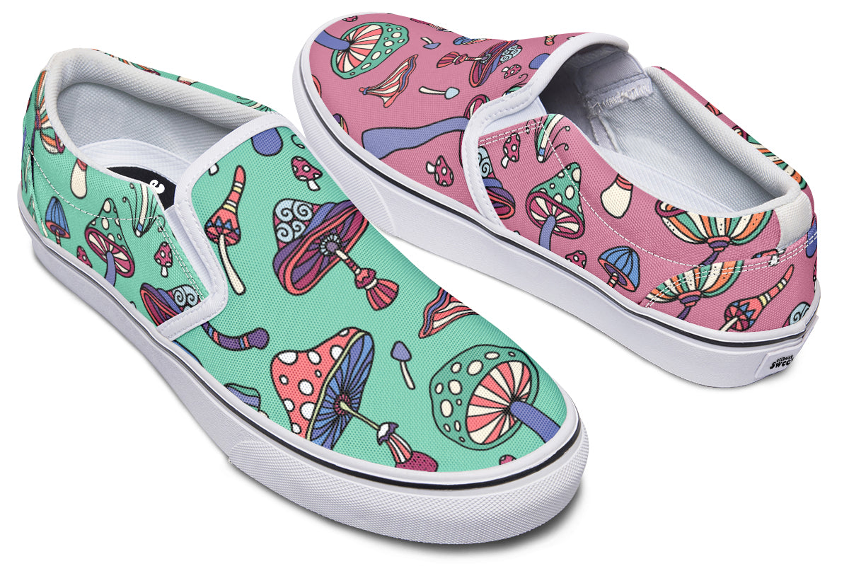 Mismatched Mushrooms Slip Ons - Offbeat Sweetie