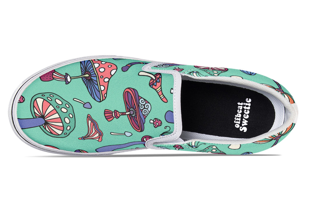 Mismatched Mushrooms Slip Ons - Offbeat Sweetie