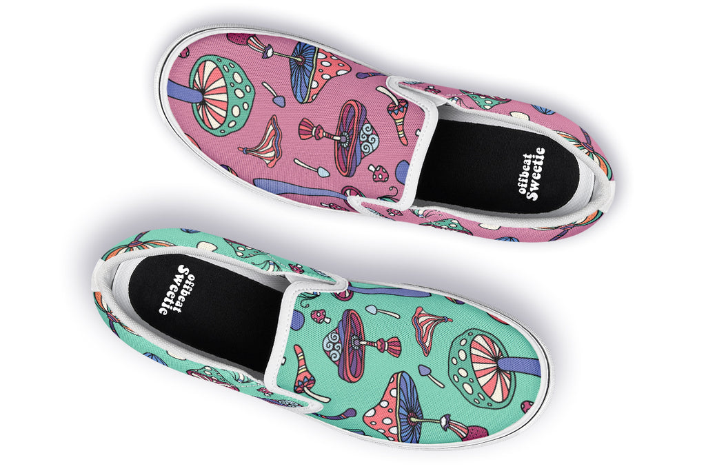 Mismatched Mushrooms Slip Ons - Offbeat Sweetie