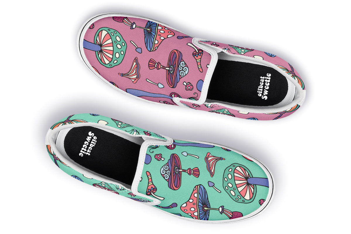 Mismatched Mushrooms Slip Ons - Offbeat Sweetie