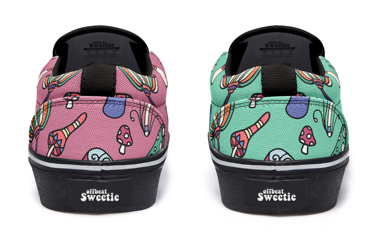 Mismatched Mushrooms Slip Ons - Offbeat Sweetie