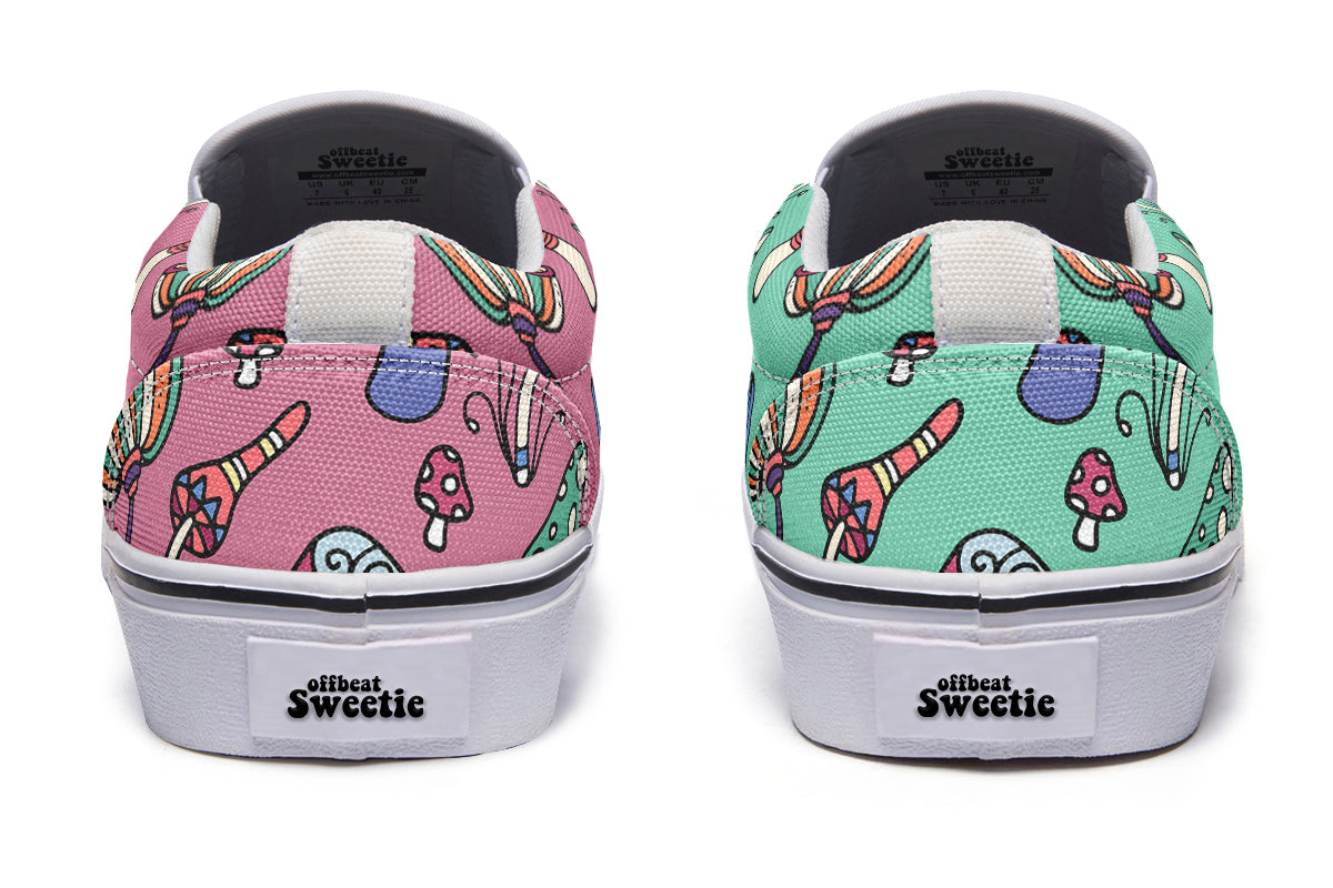 Mismatched Mushrooms Slip Ons - Offbeat Sweetie