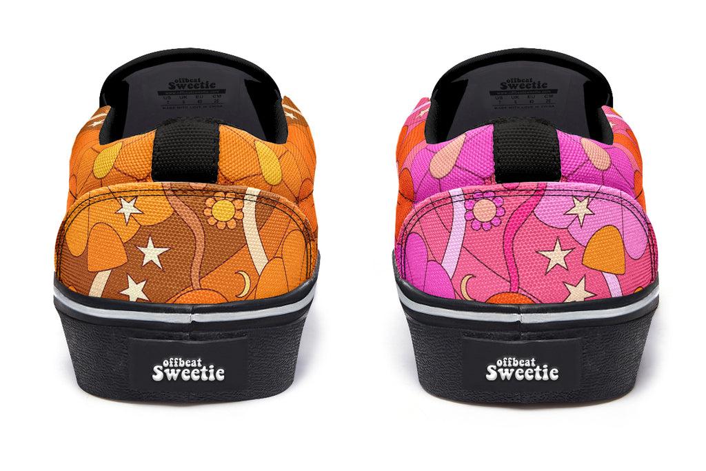 Molly's Mismatched Retro Daisies Slip Ons - Offbeat Sweetie