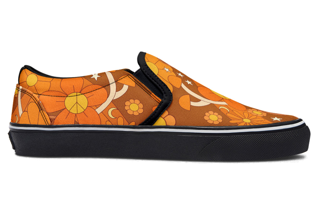 Molly's Mismatched Retro Daisies Slip Ons - Offbeat Sweetie