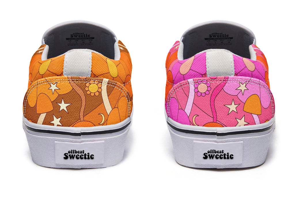Molly's Mismatched Retro Daisies Slip Ons - Offbeat Sweetie