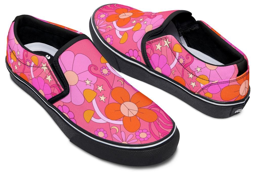 Molly's Orange Pink Daisies Slip Ons