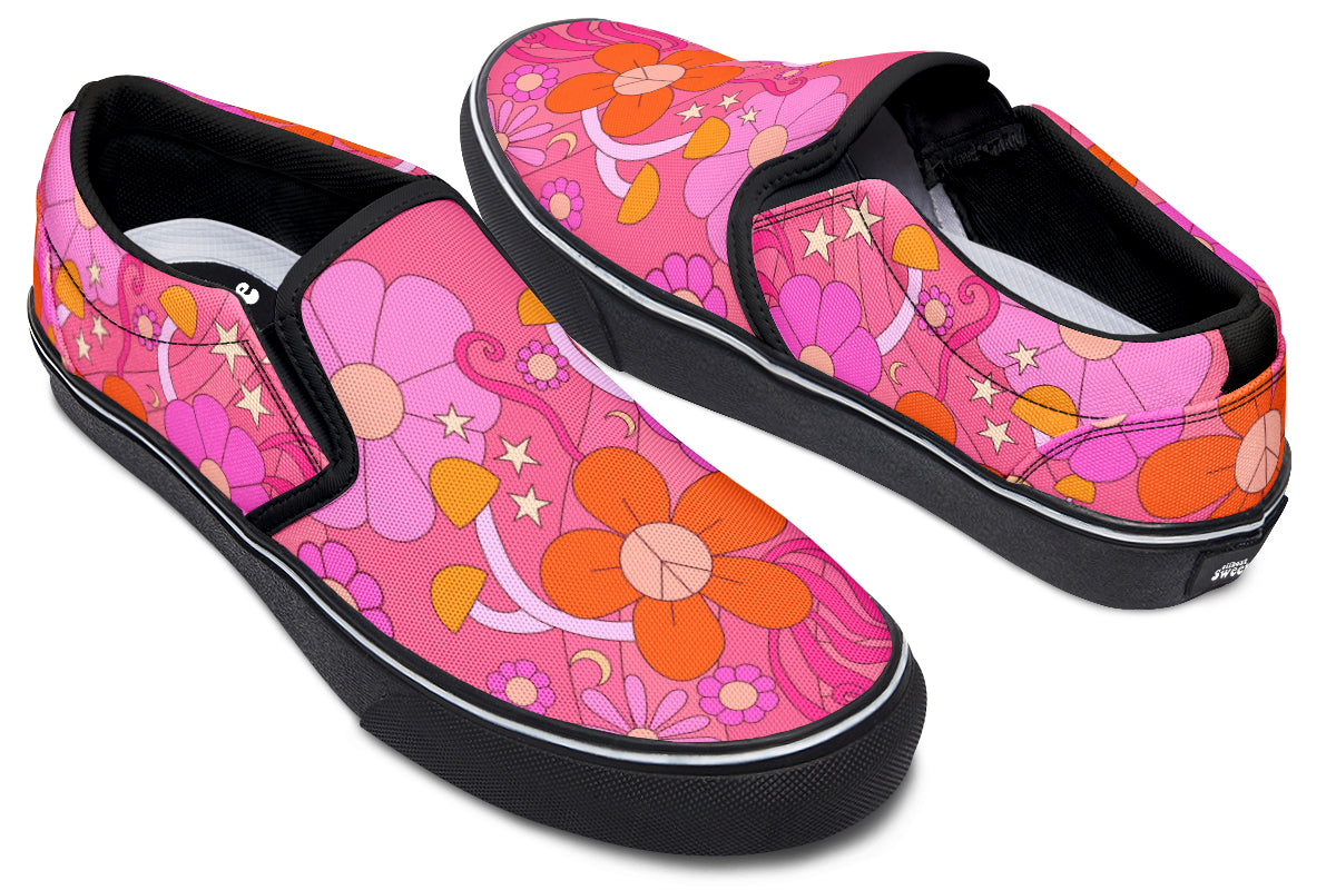 Molly's Orange Pink Daisies Slip Ons