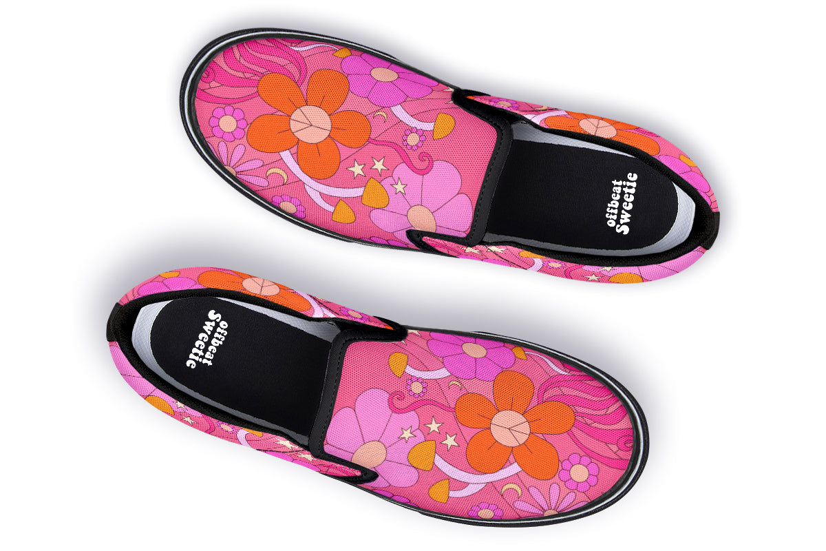 Molly's Orange Pink Daisies Slip Ons