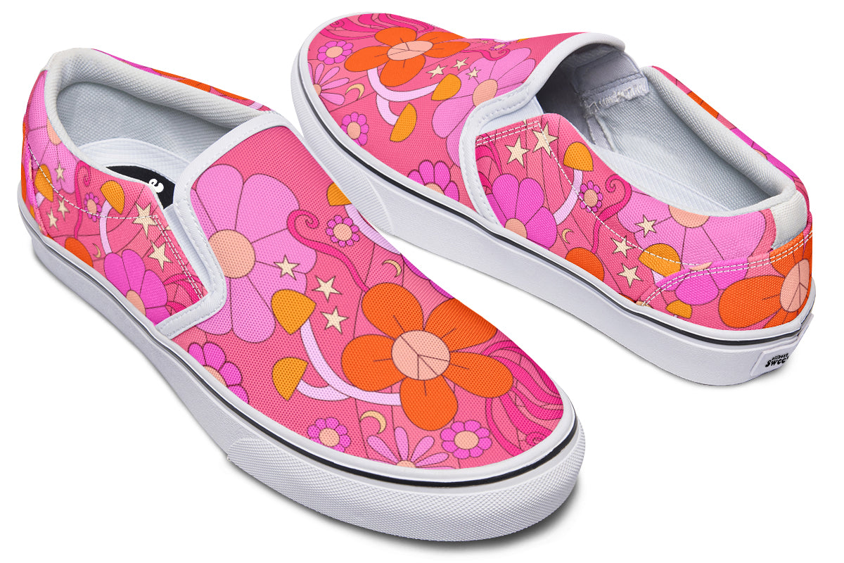 Molly's Orange Pink Daisies Slip Ons