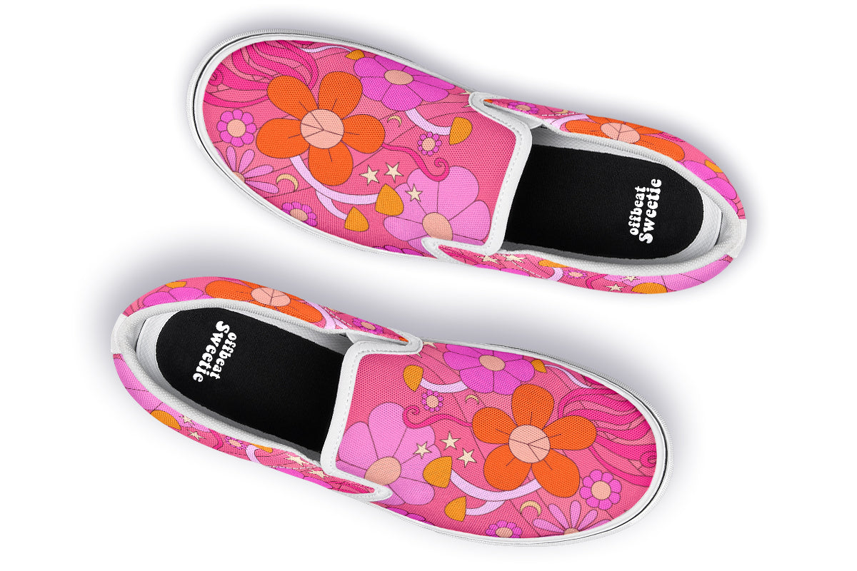Molly's Orange Pink Daisies Slip Ons